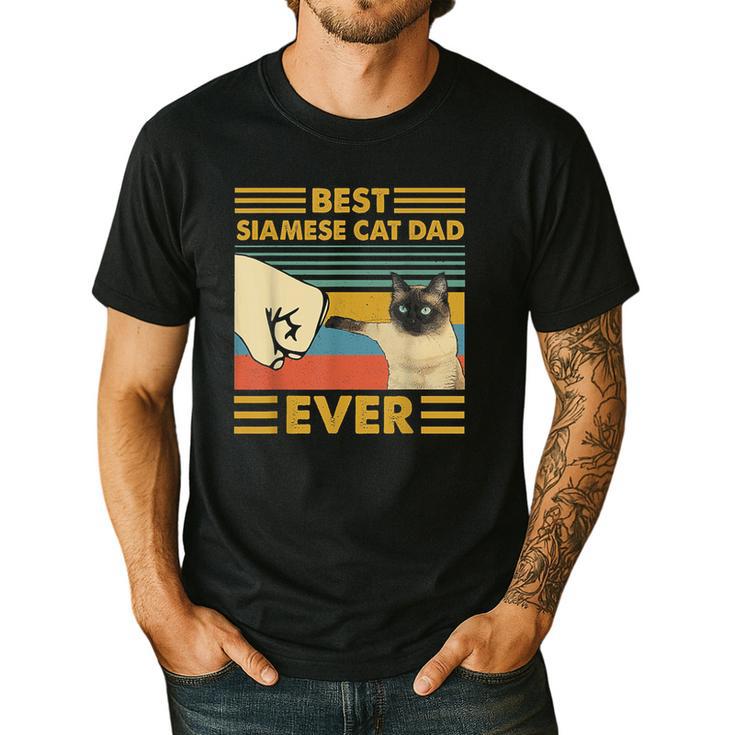 Best Siamese Cat Dad Ever Retro Vintage Sunset Men's Casual T-Shirt