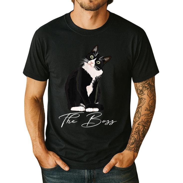 Boss Tuxedo Cat Lovers Tee Shirt For Mom Dad Men's Casual T-Shirt
