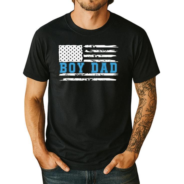 Boy Dad Proud Dad Of Boy Father Of Boy Shirt For Dad US Flag Men's Casual T-Shirt