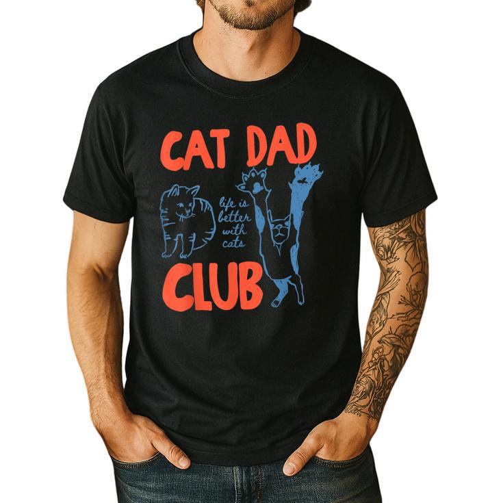 Cat Dad Club Life Is Better With Cats Cat Dad Retro Men's Casual T-Shirt