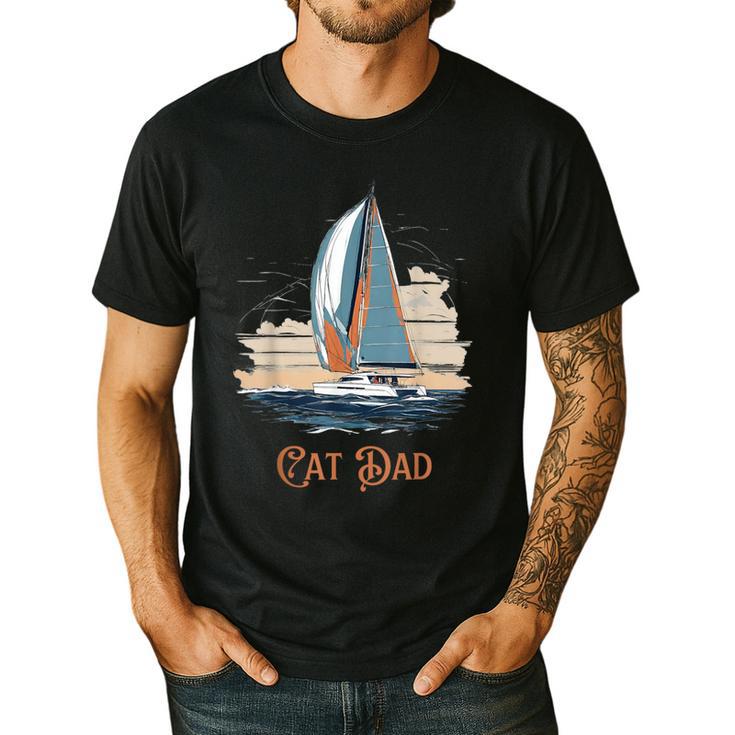 Cat Dad  Vintage Catamaran Sailing Men's Casual T-Shirt