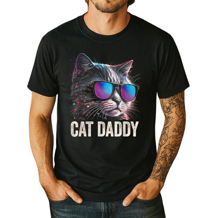 Cat Daddy Shirt Cat Sunglasses Cool Cat Dad Men Father Men's Casual T-Shirt