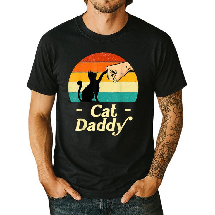 Cat Daddy Vintage Cat Lover Cat Dad Fathers Day Men's Casual T-Shirt