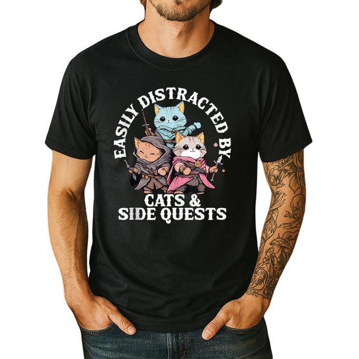Cats Side Quest Distracted Tabletop Men Women Kids Dad Men's Casual T-Shirt