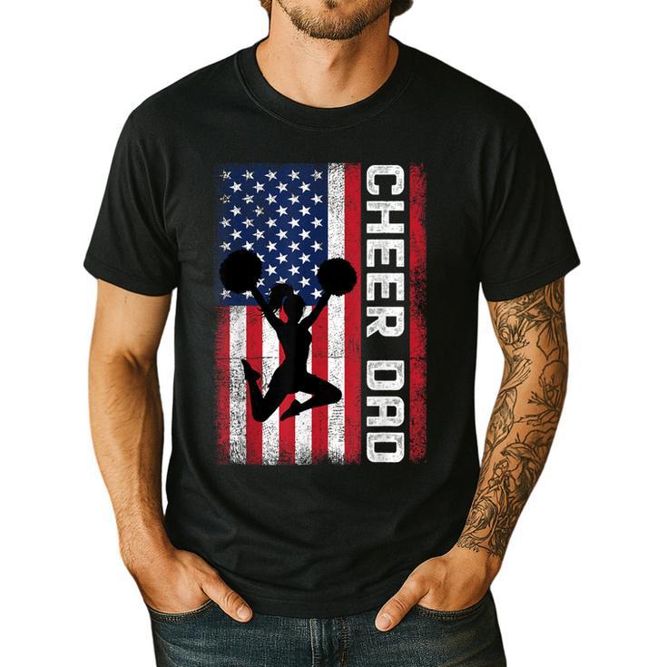 Cheer Dad American Flag Cheerleader Support Men's Casual T-Shirt
