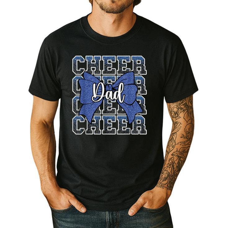 Cheer Dad Daddy Bow Sport Cheerleader Cheerleading Blue Men's Casual T-Shirt