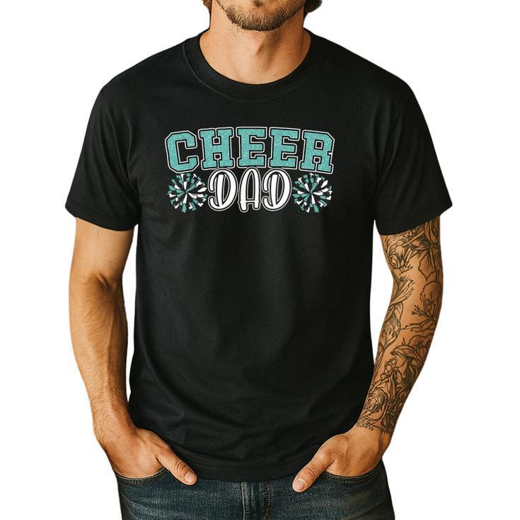 Cheer Dad My Favorite Cheerleader Calls Me Dad Teal Blue Men's Casual T-Shirt