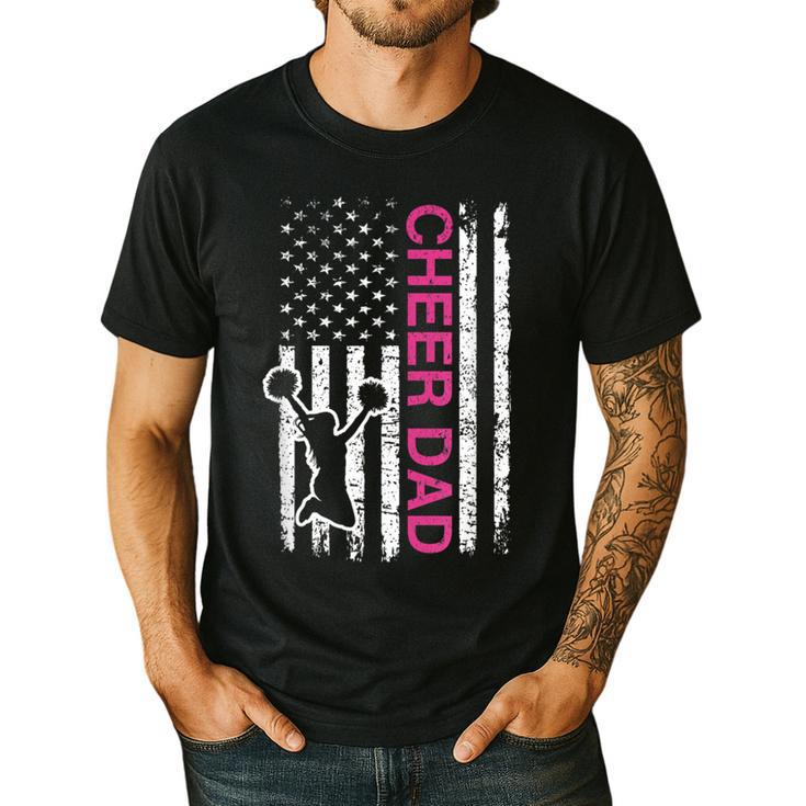 Cheer Dad Flag Pink Cheerleading Men's Casual T-Shirt