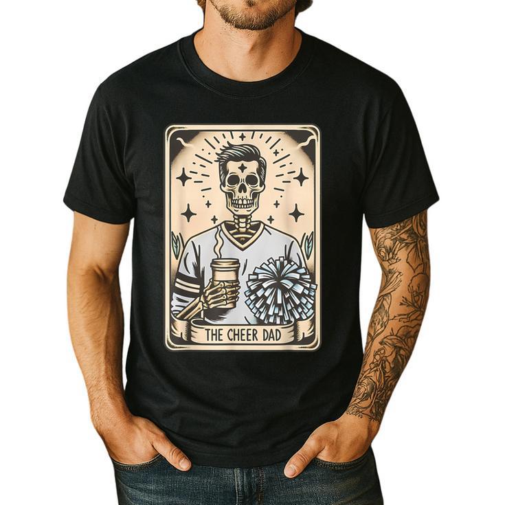 Cheer Dad Tarot Card Skeleton Cheerleading Fathers Day Men's Casual T-Shirt