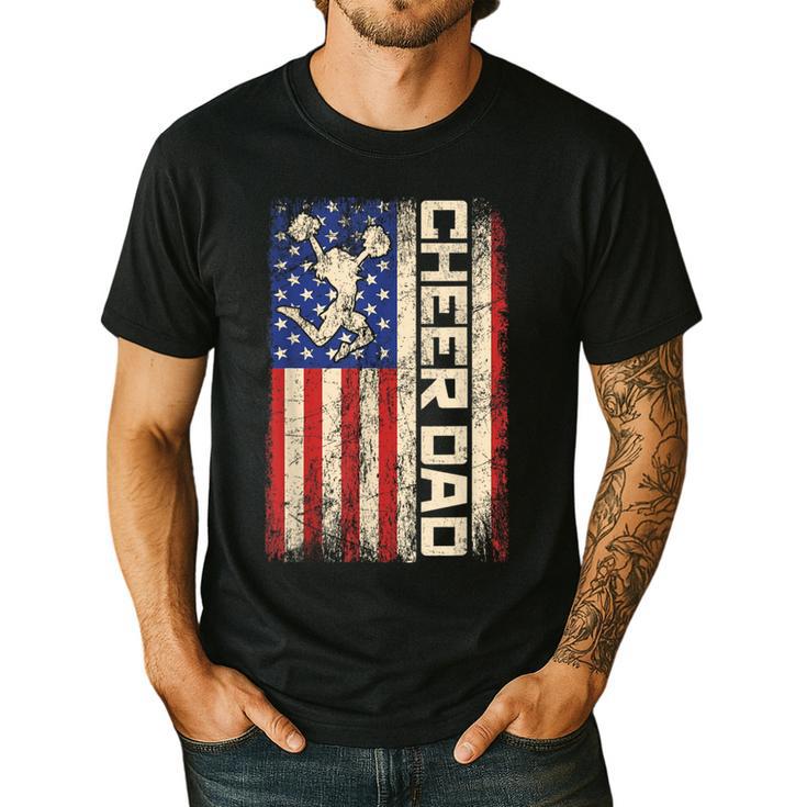 Cheerleader Dad Cheer Dad American US Flag Father Team Men's Casual T-Shirt