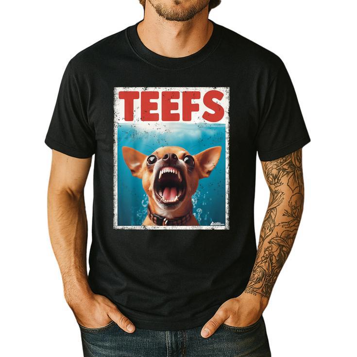 Chihuahua Teefs Top Teeth Chi Jowls Paws Dog Mom Dad Men's Casual T-Shirt