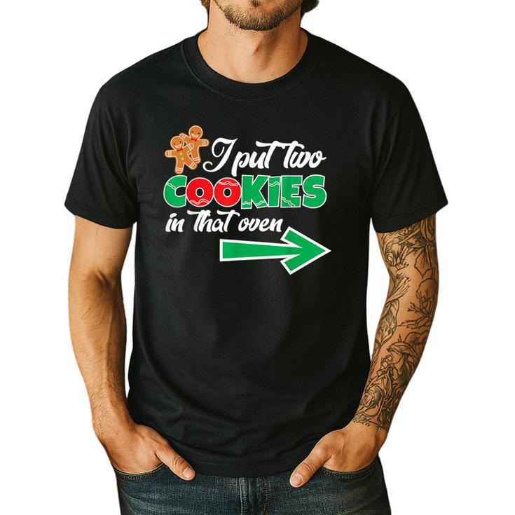 Christmas Twins Expecting Dad T-Shirt Pregnant Wife Tee Men's Casual T-Shirt