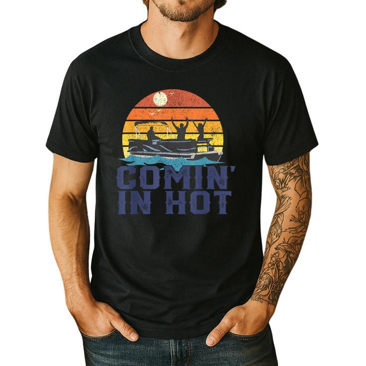 Comin In Hot Pontoon Boat Boating Lake For Dad Small Men's Casual T-Shirt