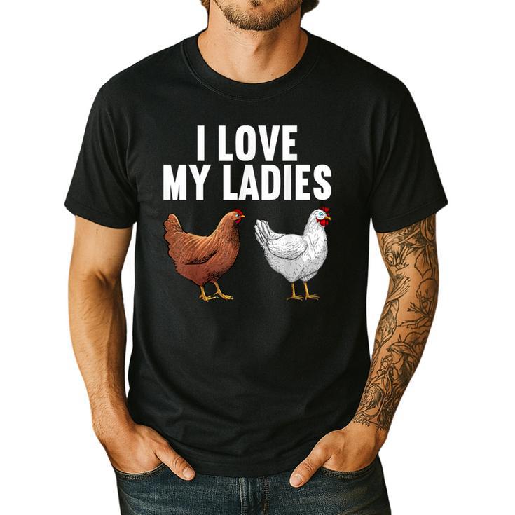 Cool Chicken Art For Men Women Dad Rooster Chicken Farmer Men's Casual T-Shirt