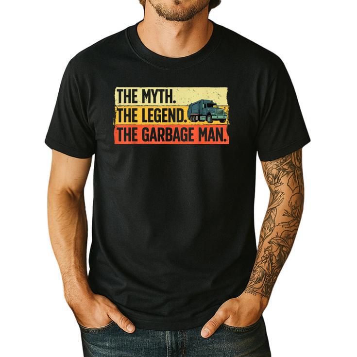 Cool Garbage Man Art For Men Dad Father Garbage Dump Truck Men's Casual T-Shirt