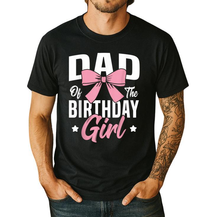 Coquette Pink Bow Men Dad Of The Birthday Girl Men's Casual T-Shirt