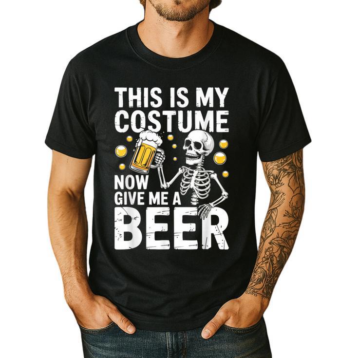 This Is My Costume Give Me A Beer Shirt Men Dad Halloween Men's Casual T-Shirt
