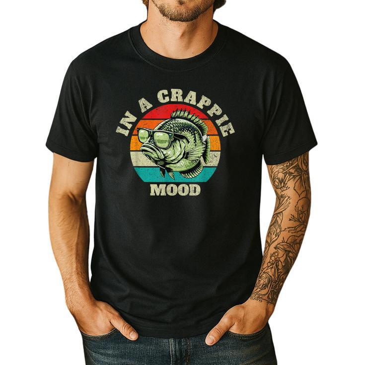 In A Crappie Mood Retro Fishing Sarcastic Dad Men's Casual T-Shirt