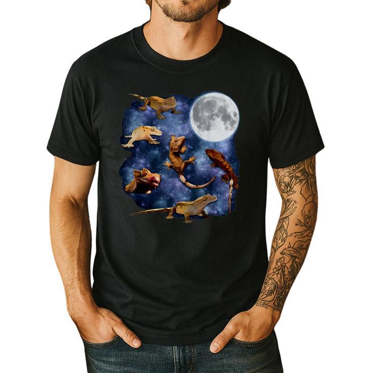 Crested Gecko Moon Retro Reptile Mom Dad Breeder Lover Men's Casual T-Shirt