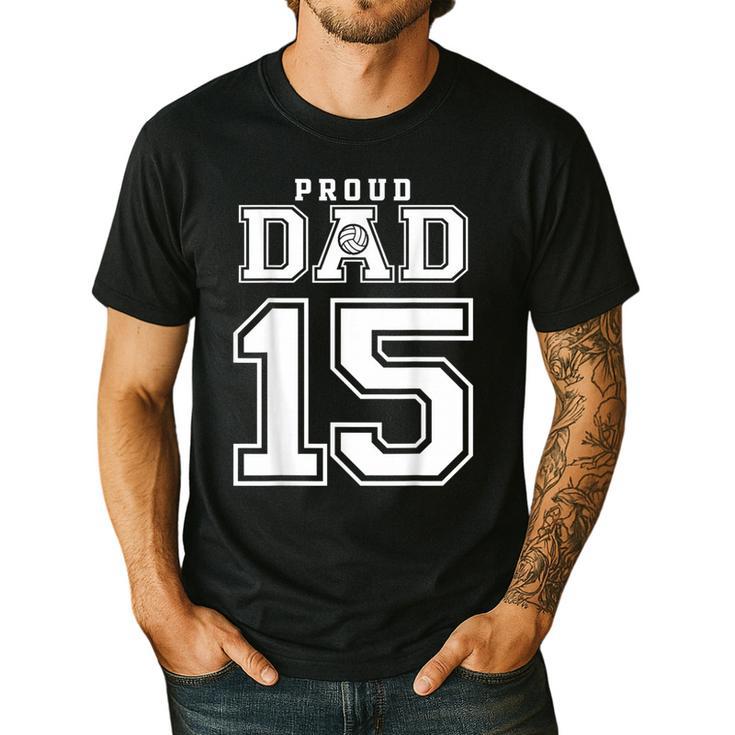 Custom Proud Volleyball Dad Number 15 Personalized For Men Men's Casual T-Shirt