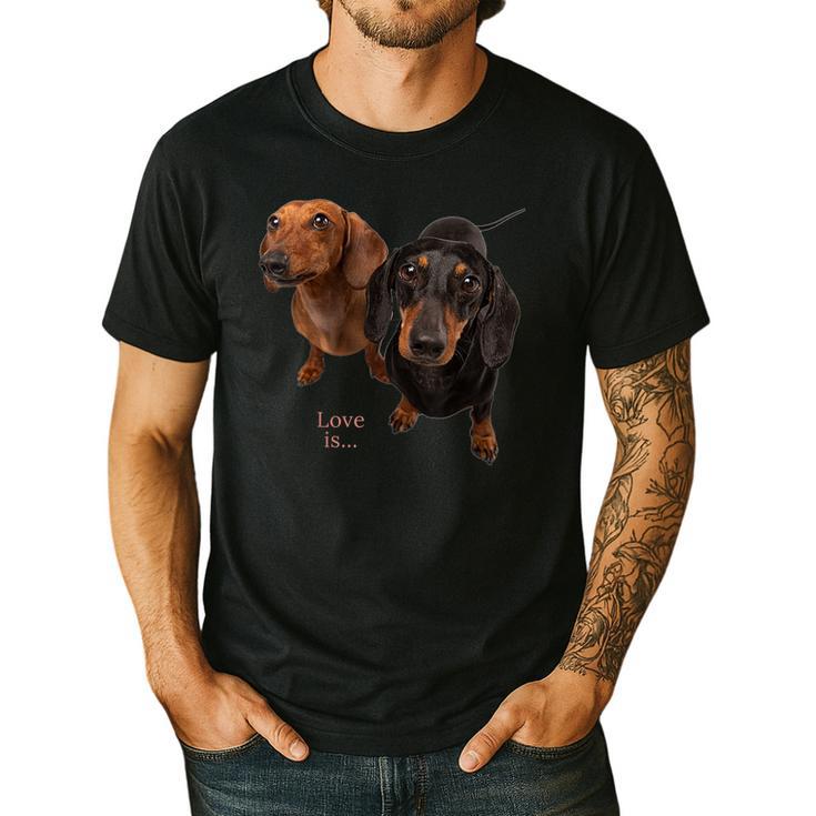 Dachshund Shirt Doxie Mom Dad Love Wiener Dog Puppy Cute Tee Men's Casual T-Shirt