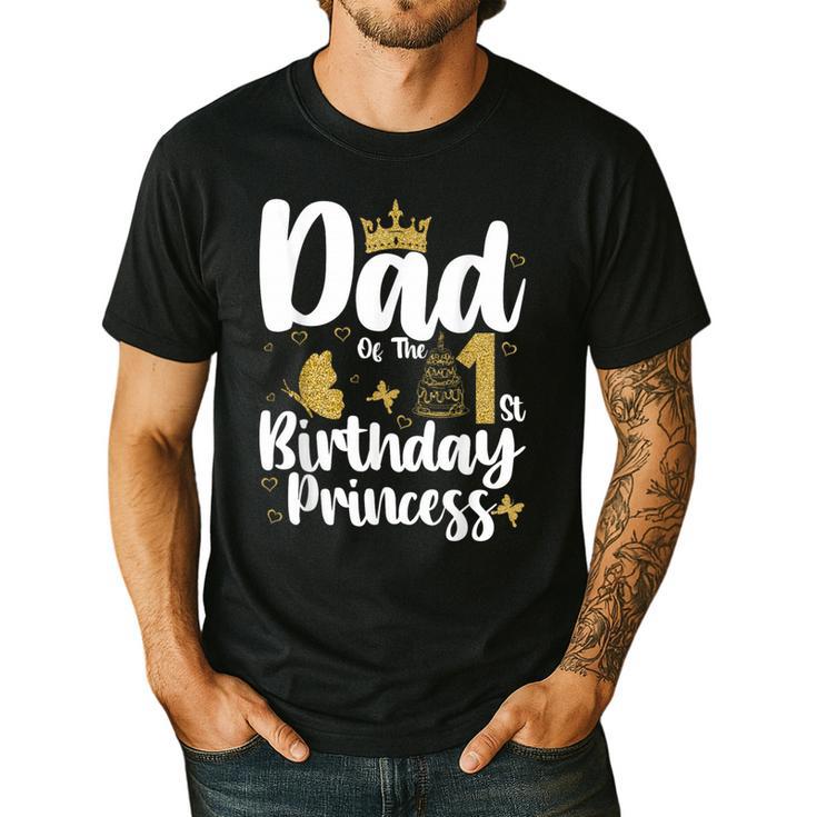 Dad Of The 1st Birthday Princess Girl 1 Years Old B-Day Men's Casual T-Shirt