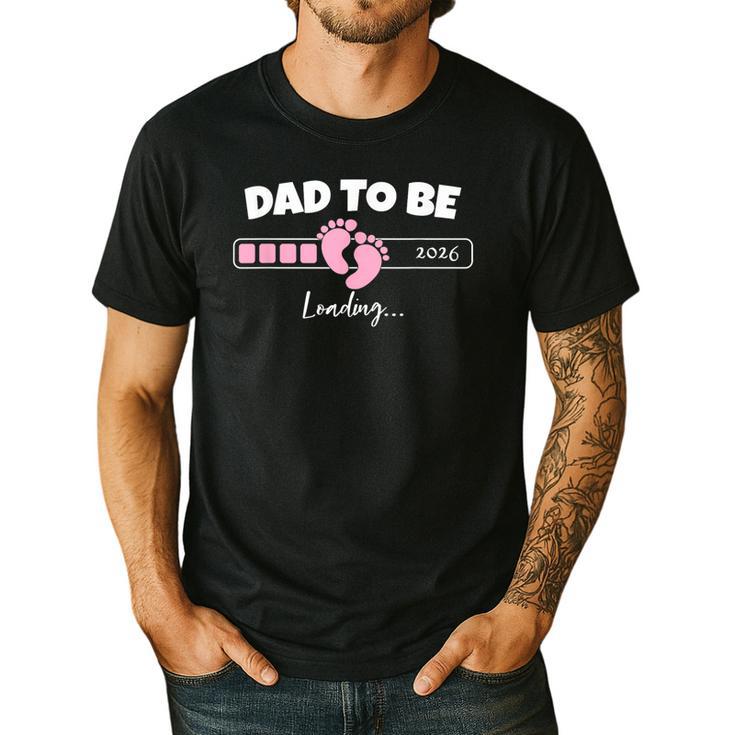 Dad To Be 2026 Loading Pink Little Girl Pregnancy Reveal Men's Casual T-Shirt