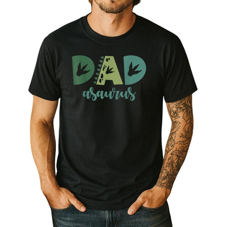 Dad Asaurus Dinosaur Birthday Mom Dad Birthday Boy T-Rex Men's Casual T-Shirt