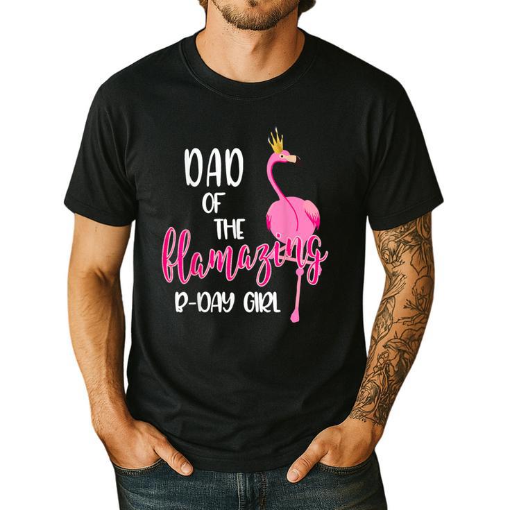 Dad Of B-Day Girl Flamazing Pink Flamingo Birthday Party Men's Casual T-Shirt