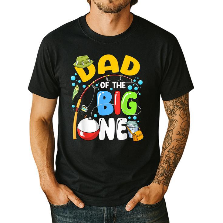 Dad Of The Big One Fishing Birthday Boy Family Party Men's Casual T-Shirt