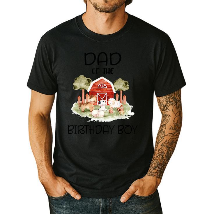 Dad Of The Birthday For Boy Barnyard Farm Animals Party Men's Casual T-Shirt