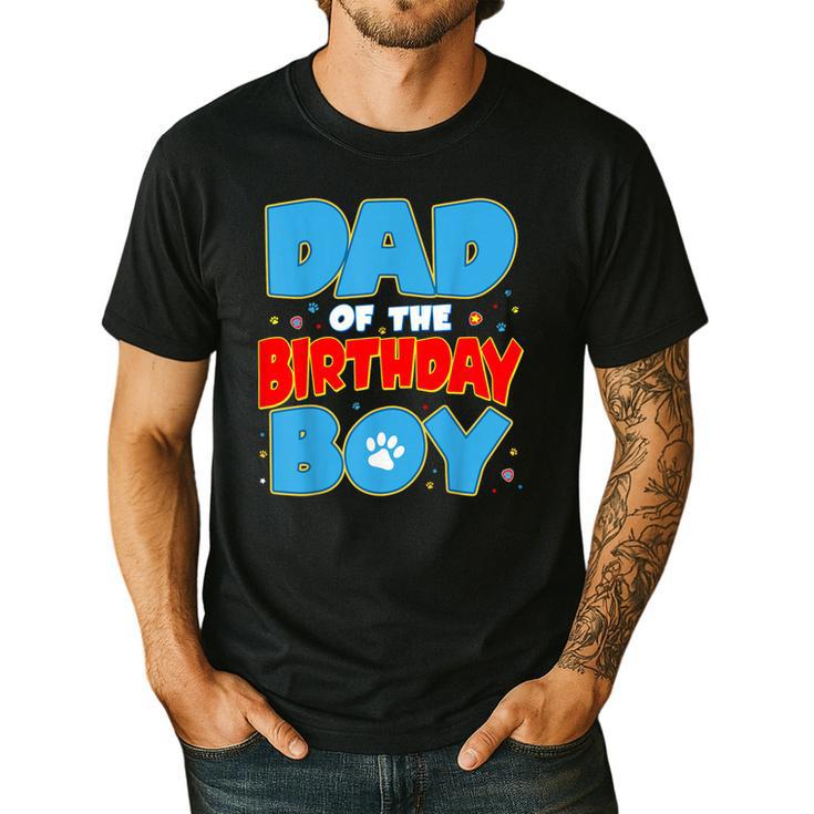 Dad Of The Birthday Boy Dog Lover Birthday Family Men's Casual T-Shirt
