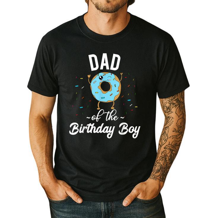 Dad Of The Birthday Boy Donut Theme Party Blue Father Men's Casual T-Shirt