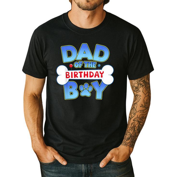 Dad Of The Birthday Boy Matching Dog Family Birthday Party Men's Casual T-Shirt