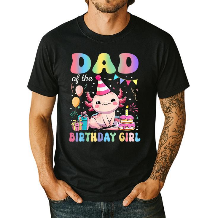 Dad Of The Birthday Girl Axolotl Bday Party Family Men's Casual T-Shirt
