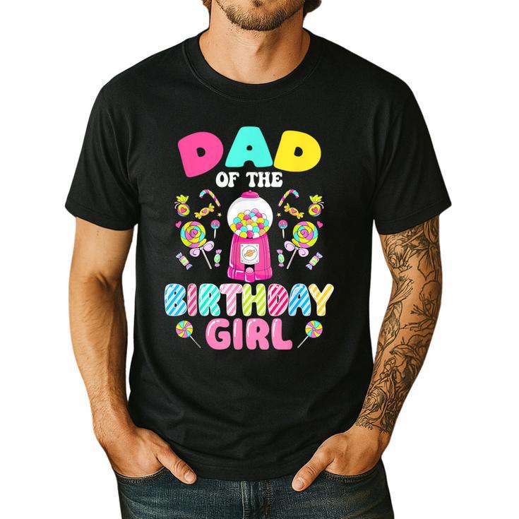 Dad Of The Birthday Girl Candy Family Bday Party Men's Casual T-Shirt