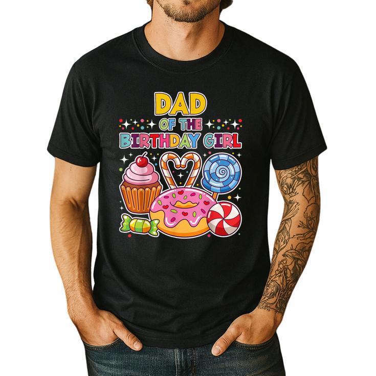Dad Of The Birthday Girl Candyland Colorful Lollipop Party Men's Casual T-Shirt