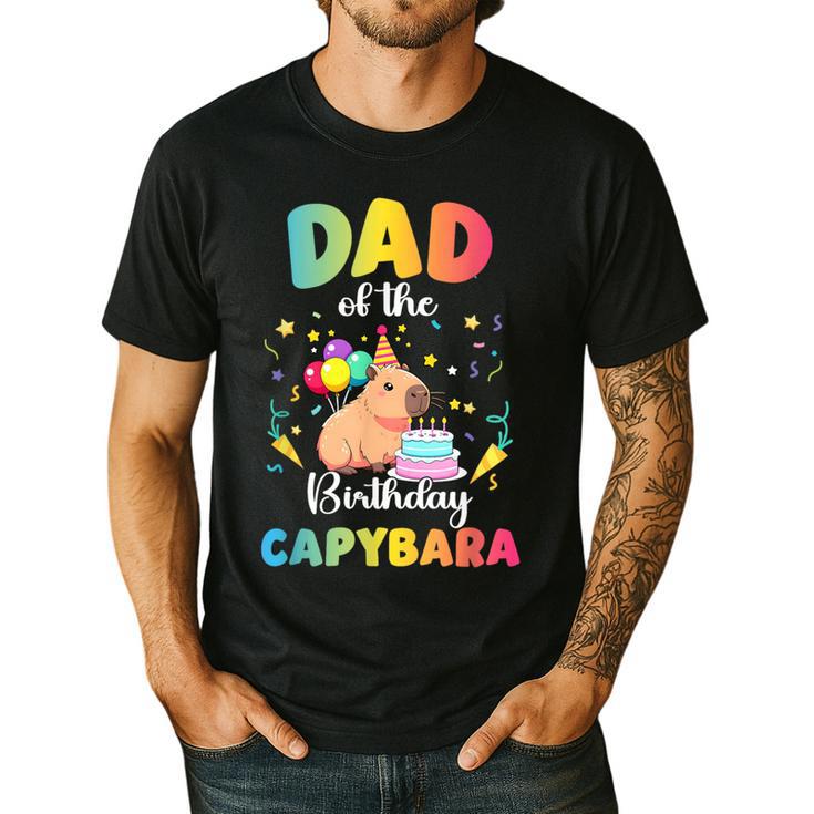 Dad Of The Birthday Girl Capybara Bday Party Family Men's Casual T-Shirt