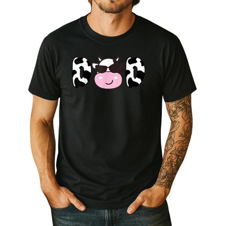 Dad Of The Birthday Girl Cow Daddy Papa Bday Matching Men's Casual T-Shirt