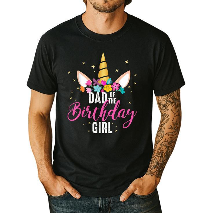 Dad Of The Birthday Girl Father Unicorn Birthday Small Men's Casual T-Shirt