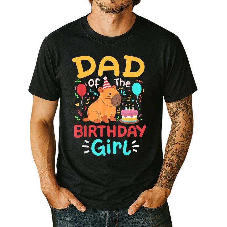 Dad Of The Birthday Girl Kids Cute Capybara Bday Family Men's Casual T-Shirt