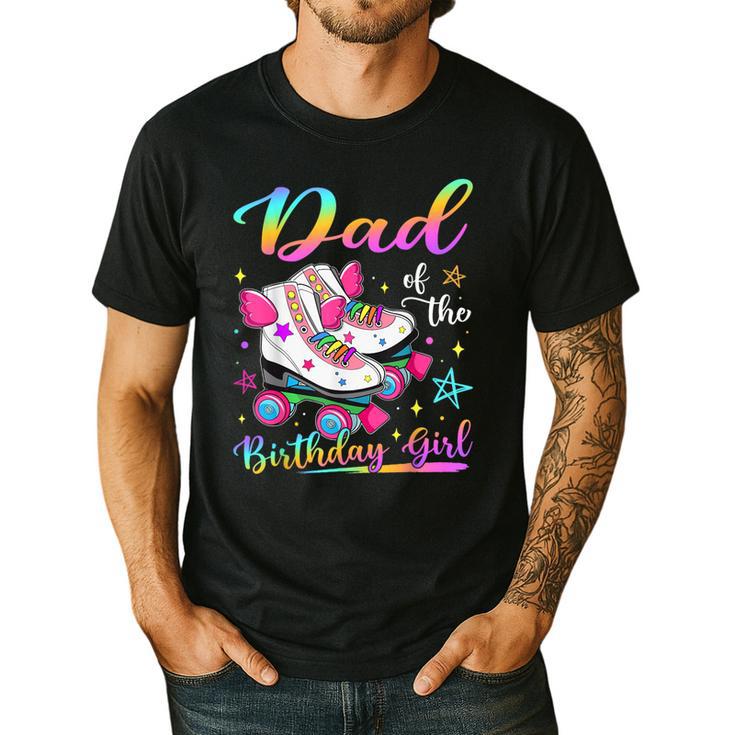 Dad Of The Birthday Girl Rolling Skate Family Matching Men's Casual T-Shirt