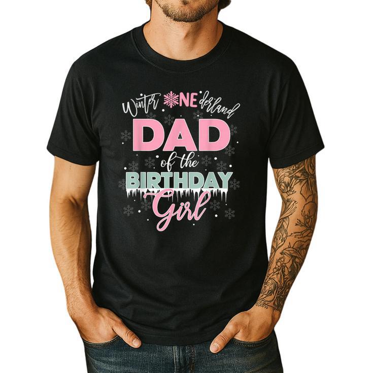 Dad Of The Birthday Girl Shirt Winter Onederland Family Men's Casual T-Shirt