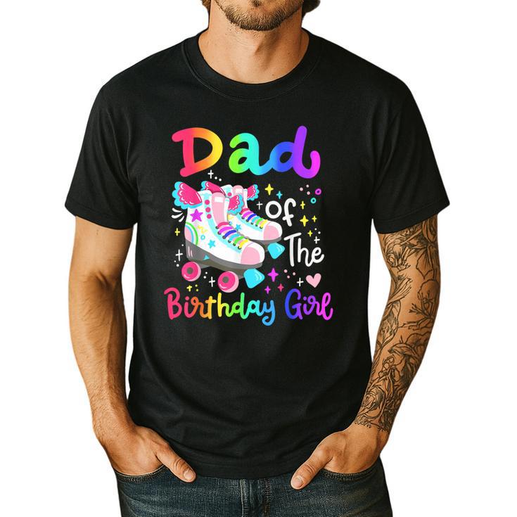 Dad Of The Birthday Girl Skater Roller Skate Family Party Men's Casual T-Shirt