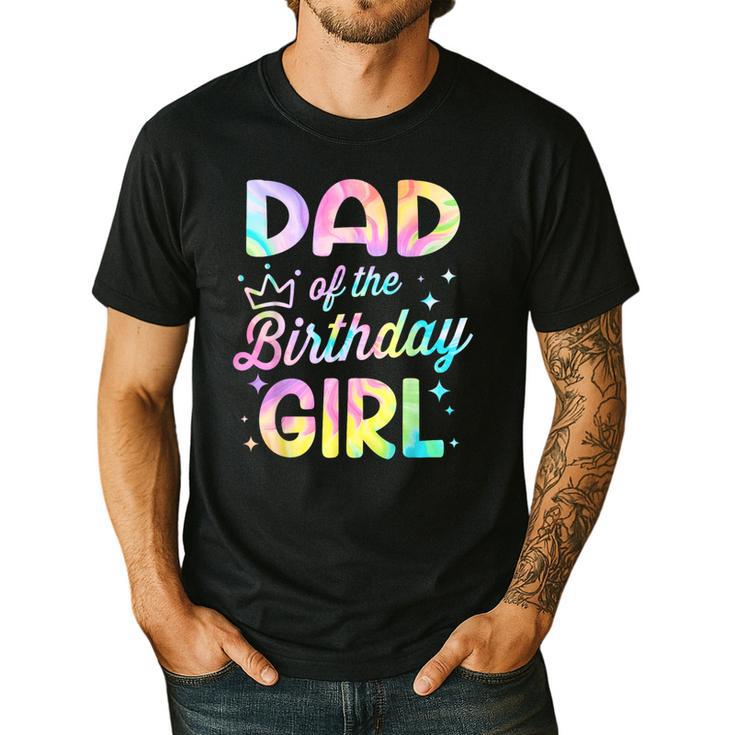 Dad Of The Birthday Girl Tie Dye Girl Bday Party Men's Casual T-Shirt
