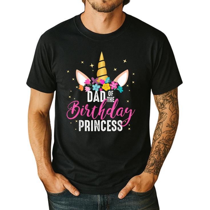 Dad Of The Birthday Princess Father Unicorn Birthday Men's Casual T-Shirt