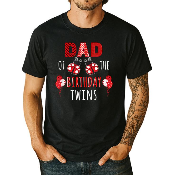 Dad Of The Birthday Twins Ladybug Birthday Family Matching Men's Casual T-Shirt