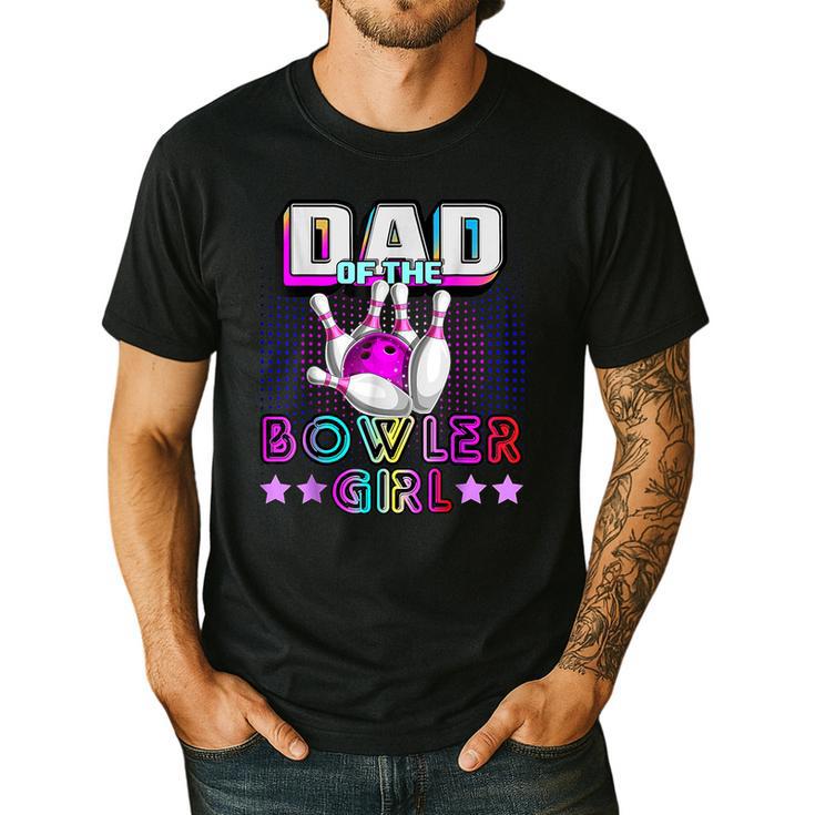 Dad Of The Bowler Girl Matching Family Bowling Birthday Men's Casual T-Shirt