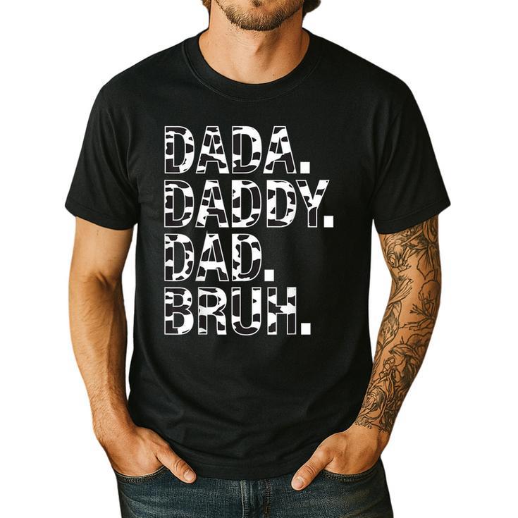 Dad Dada Daddy Bruh Papa Cow Daddy Love Cows Dad Cow Print Men's Casual T-Shirt