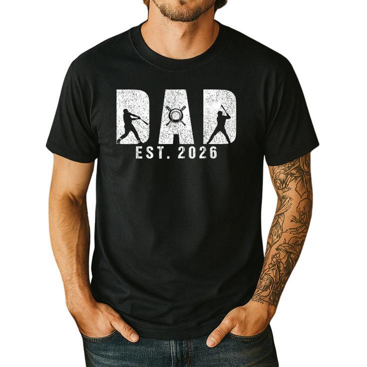 Dad Est 2026 Baseball Dad To Be New Baby Daddy Father's Day Men's Casual T-Shirt